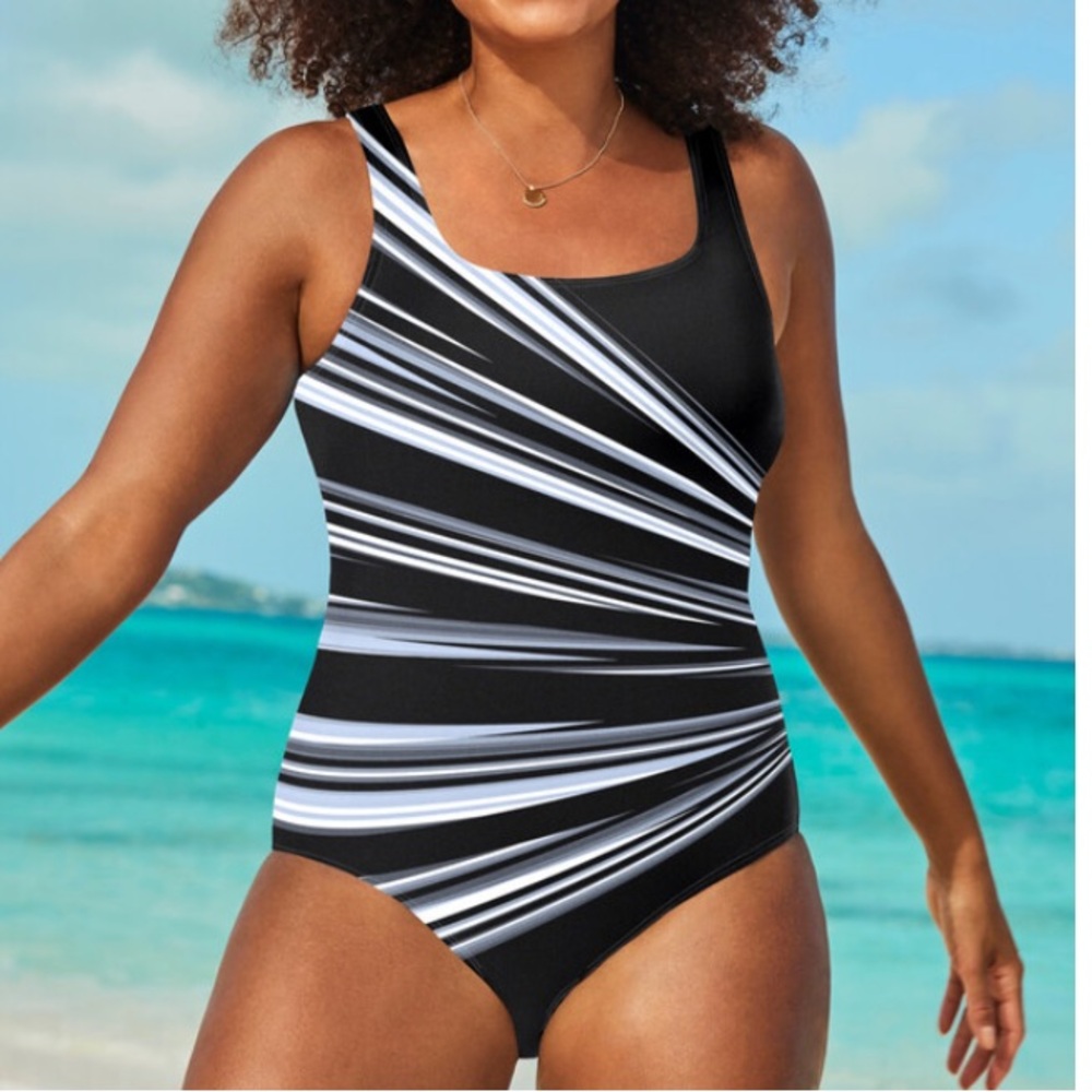 New Swimsuits For All Square neck Tank Style One Piece Chlorine Resistant 18